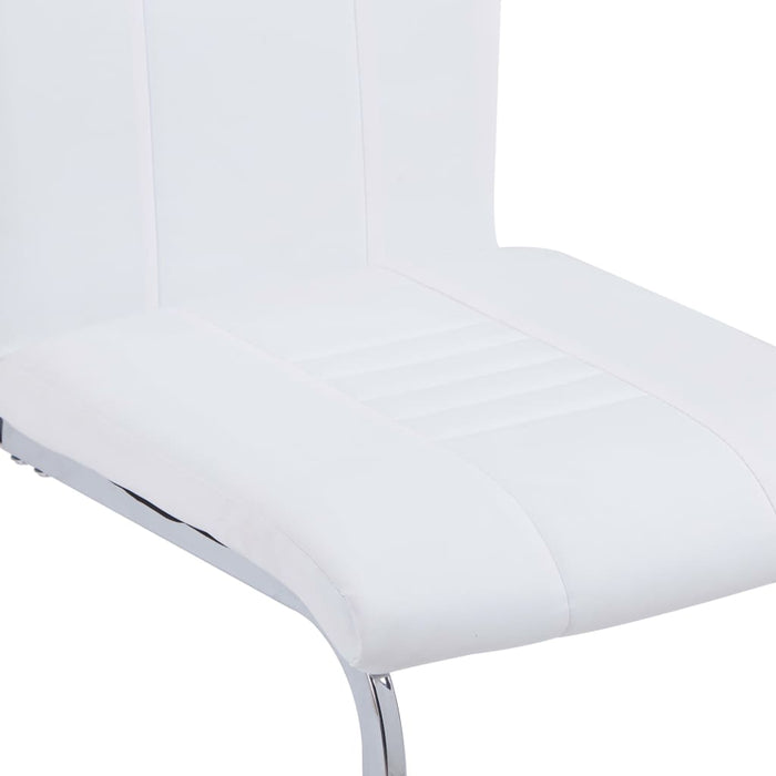 Cantilever chairs 4 pcs. White faux leather