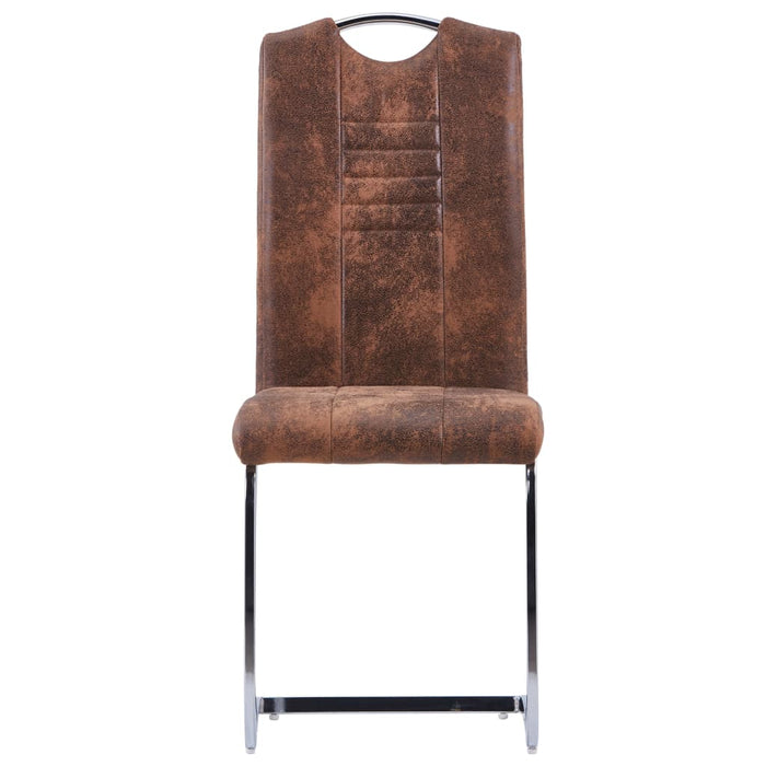 Cantilever chairs 4 pieces brown suede look