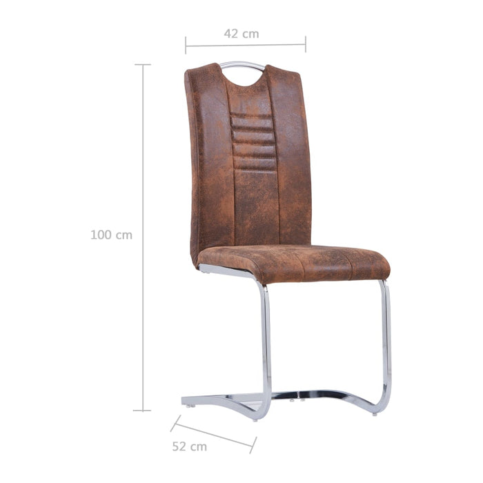 Cantilever chairs 4 pieces brown suede look