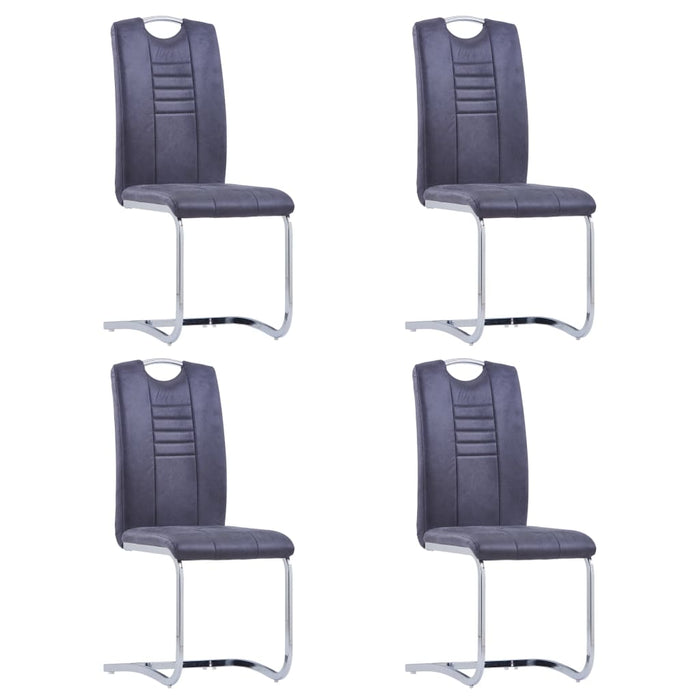 Cantilever chairs 4 pieces. Gray suede look