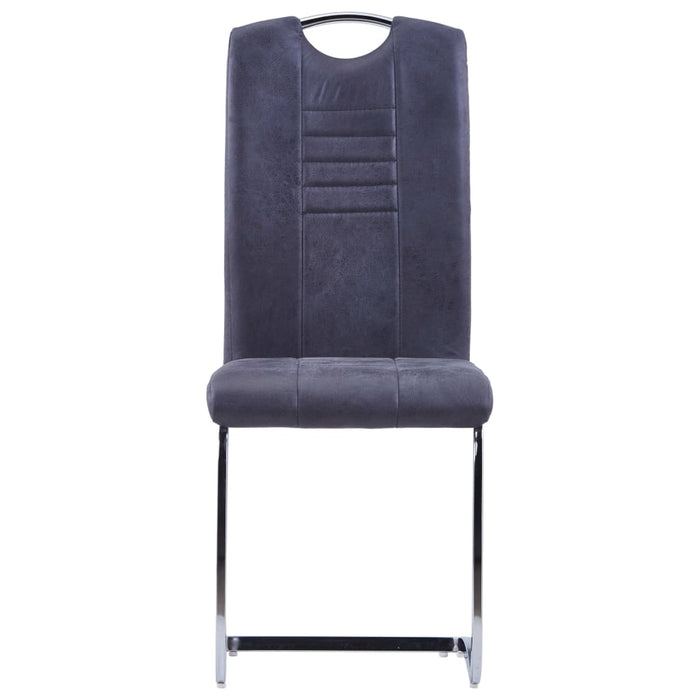 Cantilever chairs 4 pieces. Gray suede look