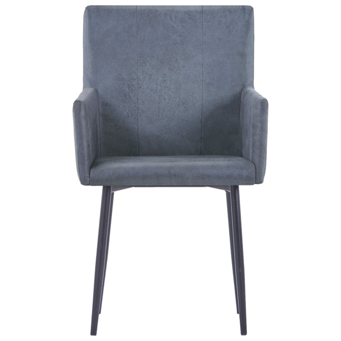 Dining room chairs with armrests 2 pieces. Gray suede look
