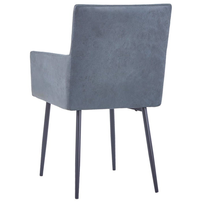 Dining room chairs with armrests 2 pieces. Gray suede look