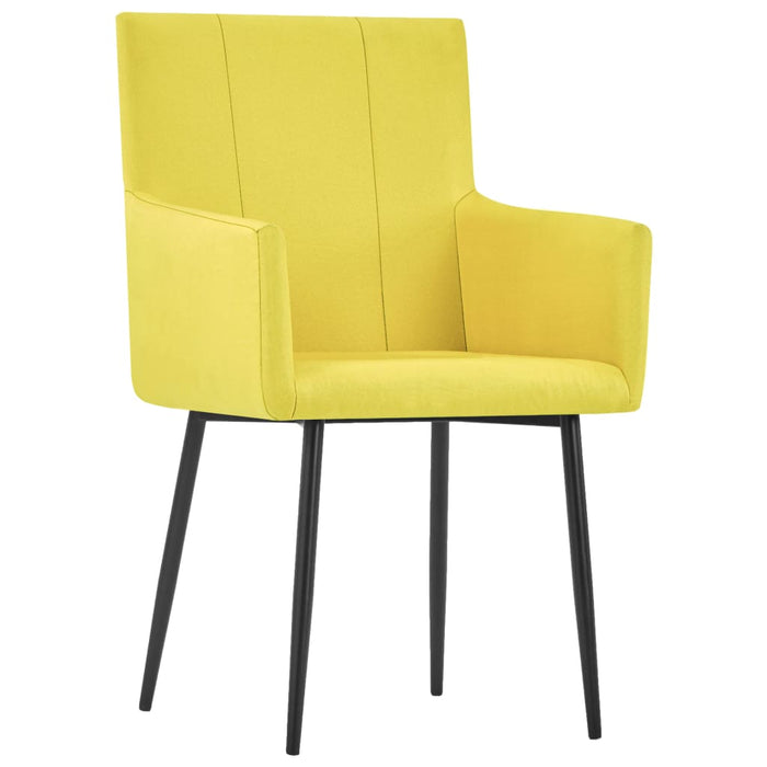 Dining room chairs with armrests 2 pcs. Yellow fabric
