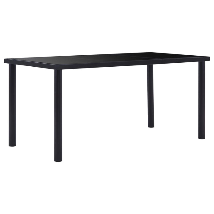Dining table black 160 x 80 x 75 cm tempered glass