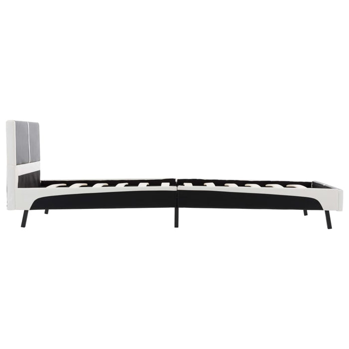 Bed frame black and white faux leather 90 x 200 cm