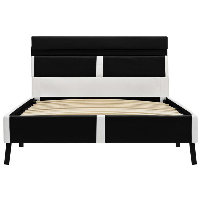 Bettgestell mit LED Schwarz Kunstleder 90x200 cm