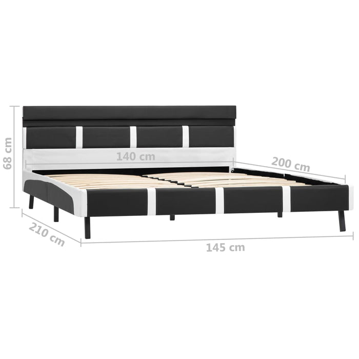 Bed frame with LED gray faux leather 140x200 cm
