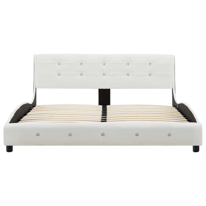 Bed frame white faux leather 140 x 200 cm