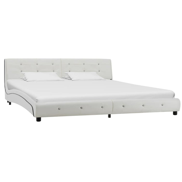 Bed frame white faux leather 180 x 200 cm