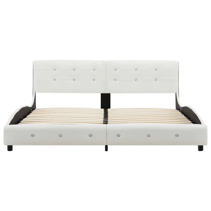 Bed frame white faux leather 180 x 200 cm