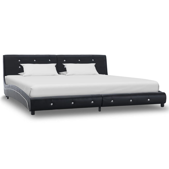 Bed frame black faux leather 180 x 200 cm