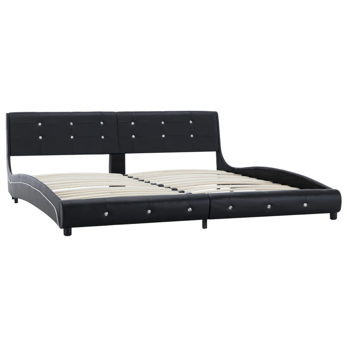 Bed frame black faux leather 180 x 200 cm