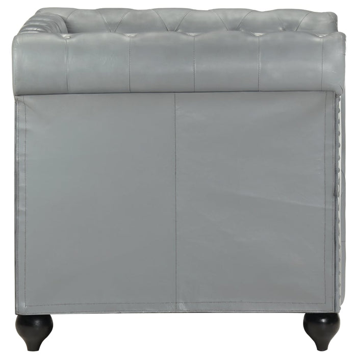 Chesterfield-Sessel Grau Echtleder
