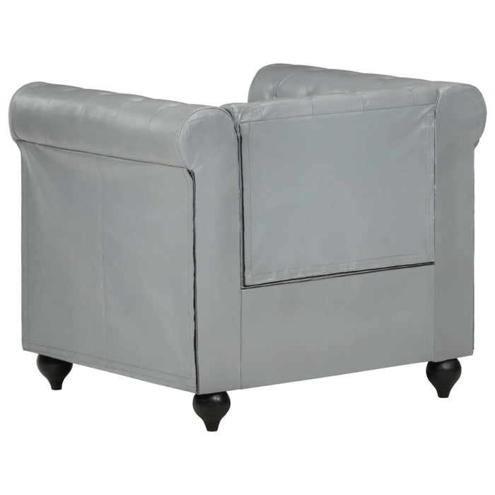 Chesterfield-Sessel Grau Echtleder