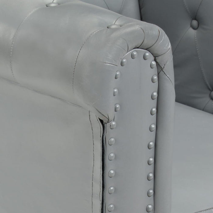 Chesterfield-Sessel Grau Echtleder