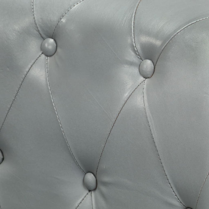 Chesterfield-Sessel Grau Echtleder