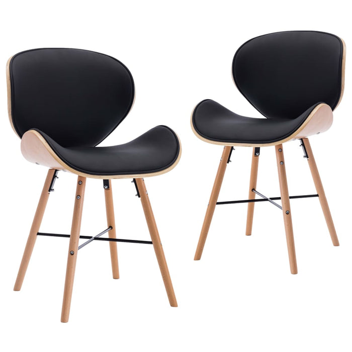 Dining room chairs 2 pcs. Black faux leather and bentwood