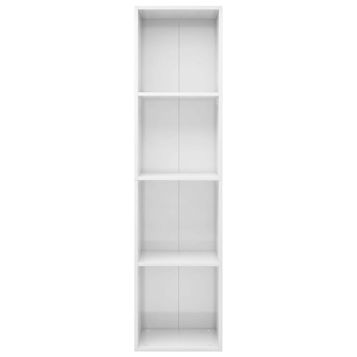 Bookcase/TV cabinet high-gloss white 36x30x143cm wood material