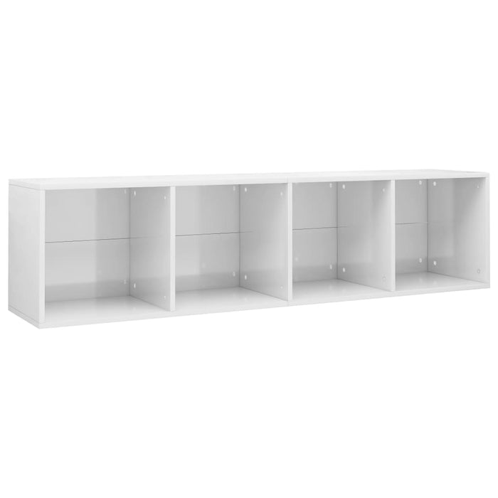 Bookcase/TV cabinet high-gloss white 36x30x143cm wood material