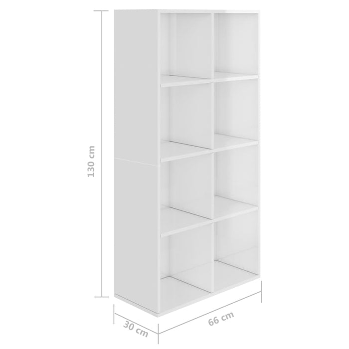 Bücherregal/Sideboard Hochglanz-Weiß 66×30×130 cm Holzwerkstoff