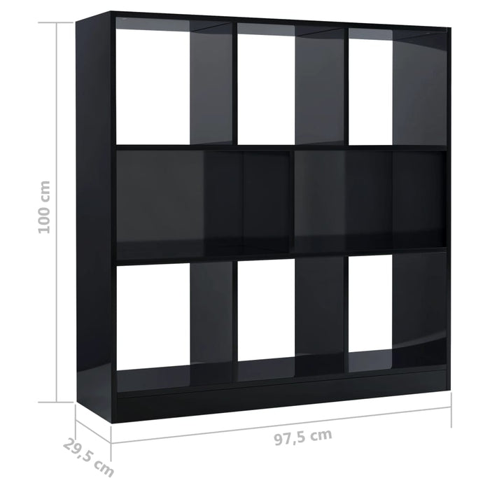 Bücherregal Hochglanz-Schwarz 97,5x29,5x100 cm Holzwerkstoff