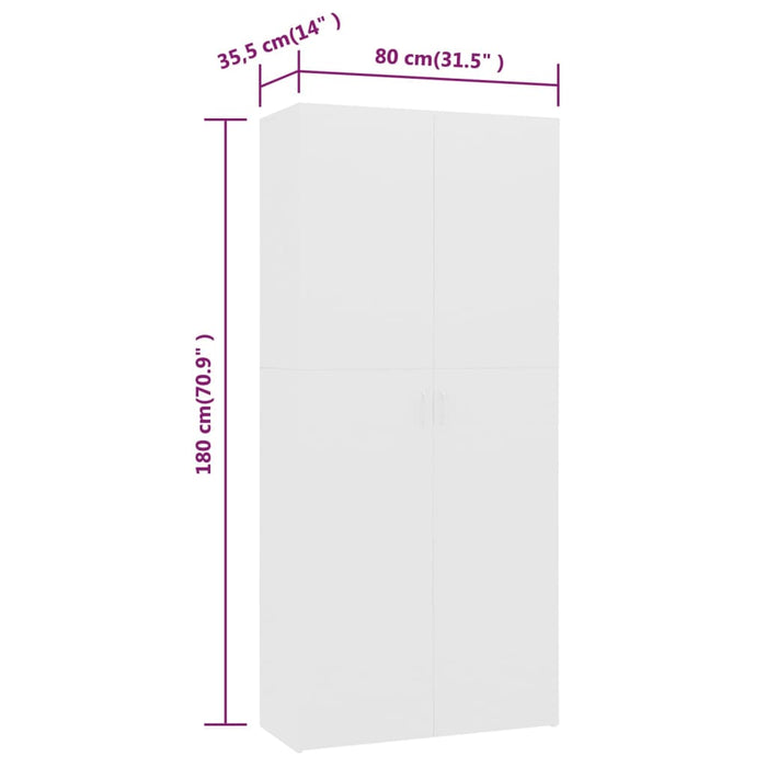 Schuhschrank Weiß 80x35,5x180 cm Holzwerkstoff