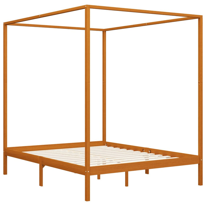 Himmelbett-Gestell Honigbraun Massivholz Kiefer 160 x 200 cm