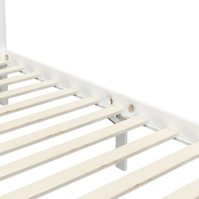 Himmelbett-Gestell Weiß Massivholz Kiefer 90 x 200 cm