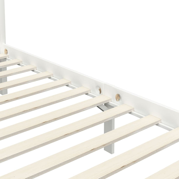 Himmelbett-Gestell Weiß Massivholz Kiefer 100 x 200 cm