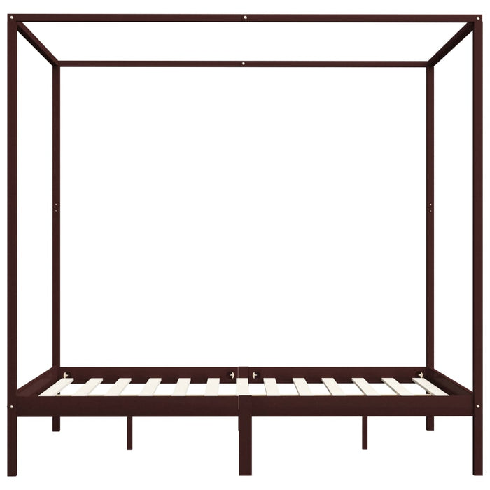 Himmelbett-Gestell Dunkelbraun Massivholz Kiefer 160 x 200 cm
