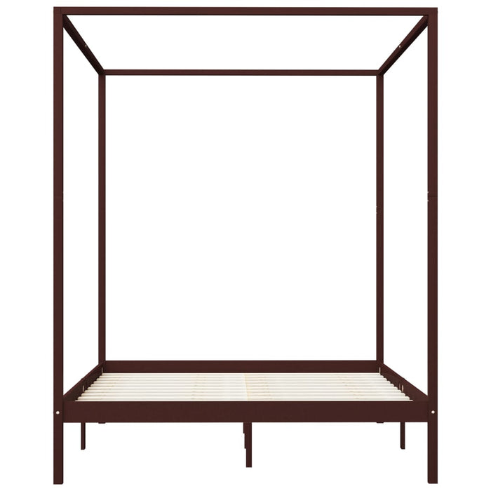 Himmelbett-Gestell Dunkelbraun Massivholz Kiefer 160 x 200 cm