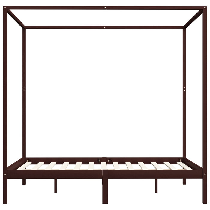 Himmelbett-Gestell Dunkelbraun Massivholz Kiefer 180 x 200 cm