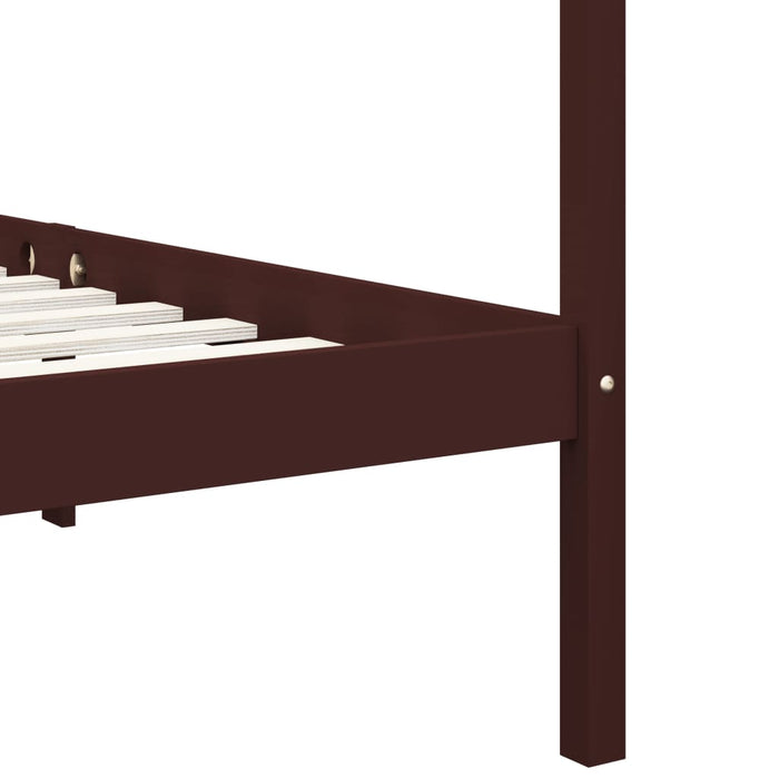 Himmelbett-Gestell Dunkelbraun Massivholz Kiefer 180 x 200 cm