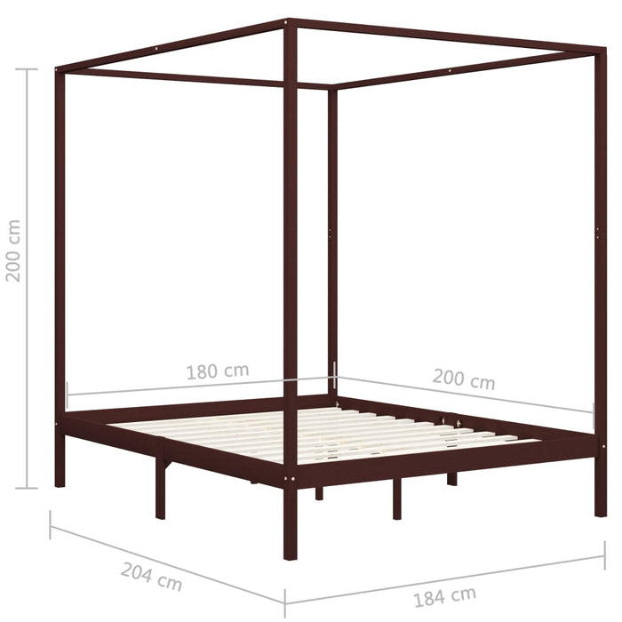 Himmelbett-Gestell Dunkelbraun Massivholz Kiefer 180 x 200 cm