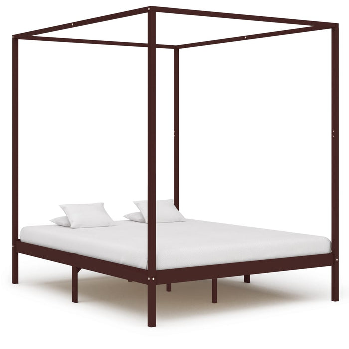 Himmelbett-Gestell Dunkelbraun Massivholz Kiefer 180 x 200 cm