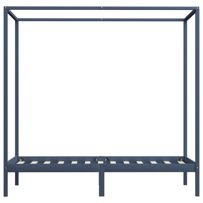 Himmelbett-Gestell Grau Massivholz Kiefer 90 x 200 cm