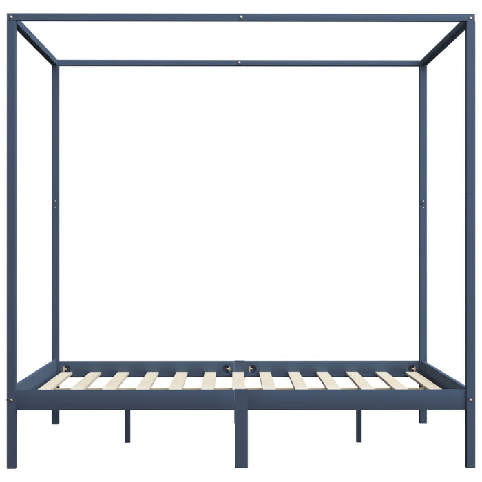 Himmelbett-Gestell Grau Massivholz Kiefer 160 x 200 cm