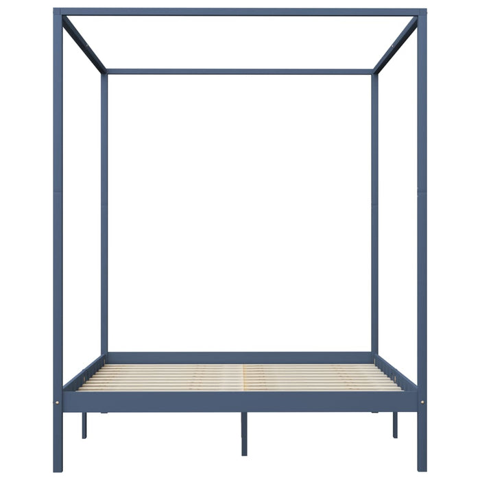 Himmelbett-Gestell Grau Massivholz Kiefer 160 x 200 cm