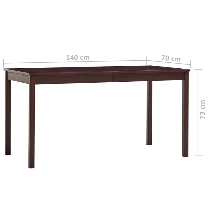 Dining table dark brown 140 x 70 x 73 cm pine wood
