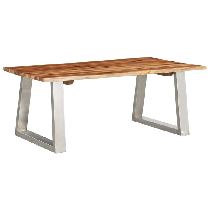 Coffee table 100×60×40 cm solid acacia wood and stainless steel
