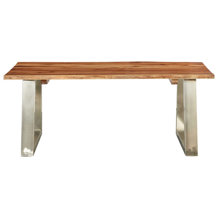 Coffee table 100×60×40 cm solid acacia wood and stainless steel