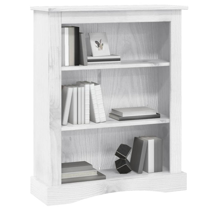 Bookcase 3 compartments Mexico style pine wood white 81x29x100cm