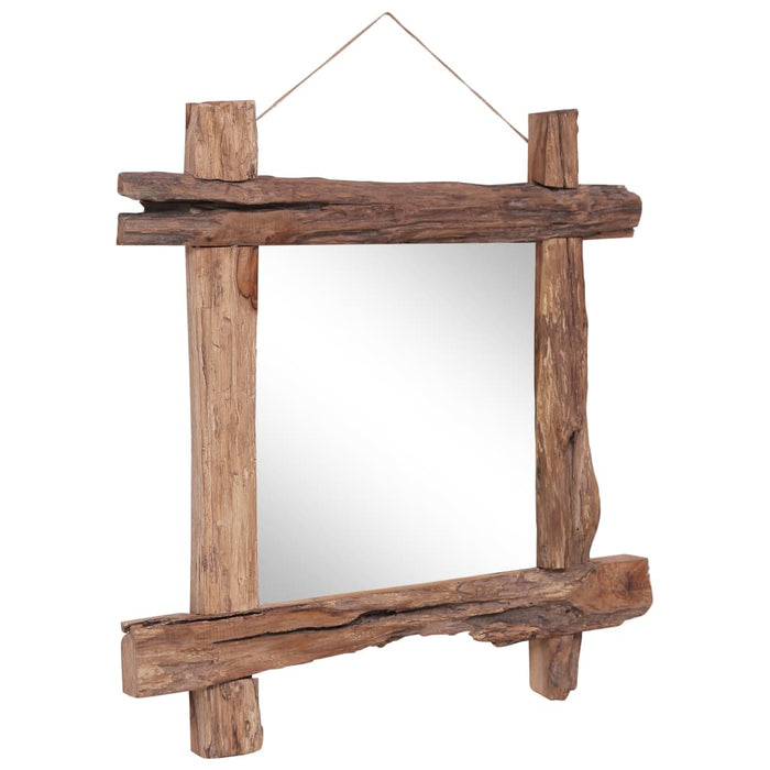 Wooden mirror natural 70x70 cm reclaimed solid wood