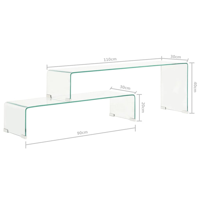 2 pcs. Coffee table set 90x30x20/110x30x40 cm tempered glass