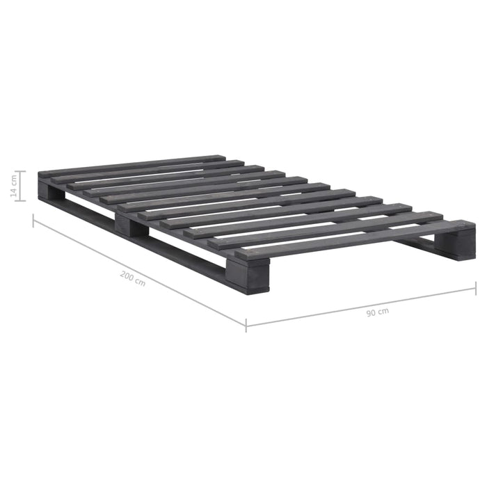 Palettenbett Grau Massivholz Kiefer 90×200 cm