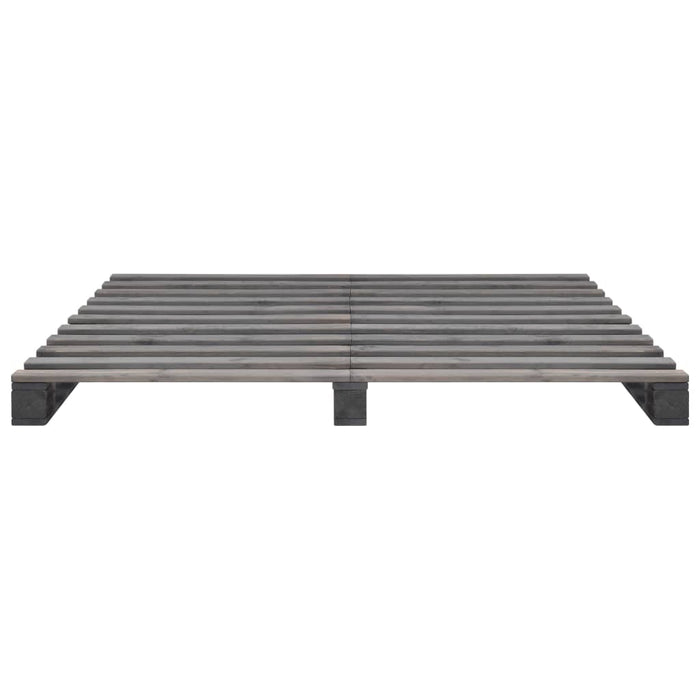 Palettenbett Grau Massivholz Kiefer 200×200 cm