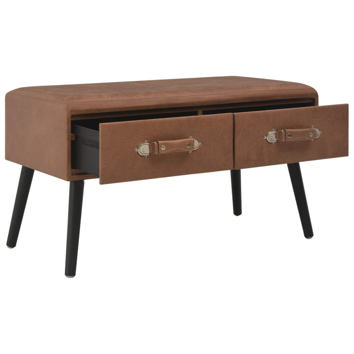 Bench with drawers 80 cm dark brown faux leather