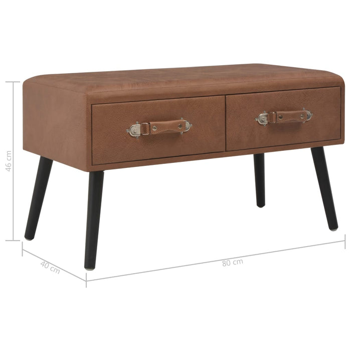 Bench with drawers 80 cm dark brown faux leather