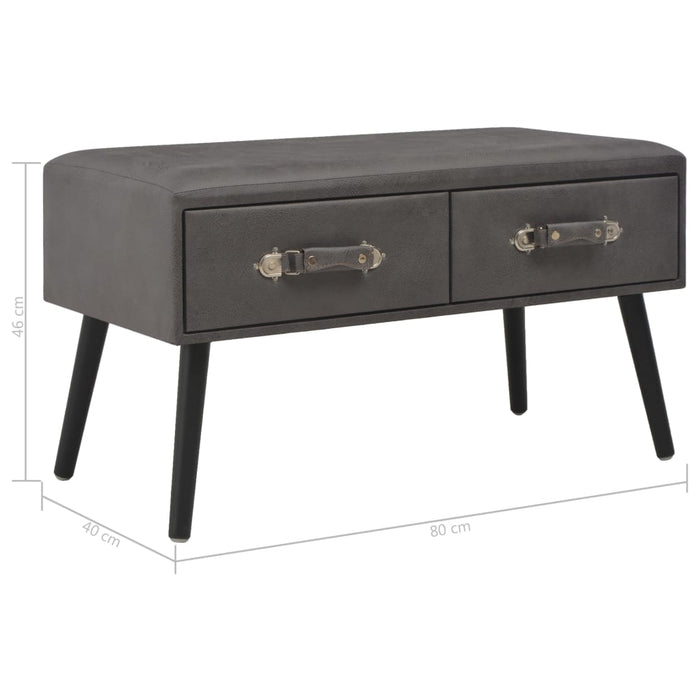 Bench with drawers 80 cm gray faux leather